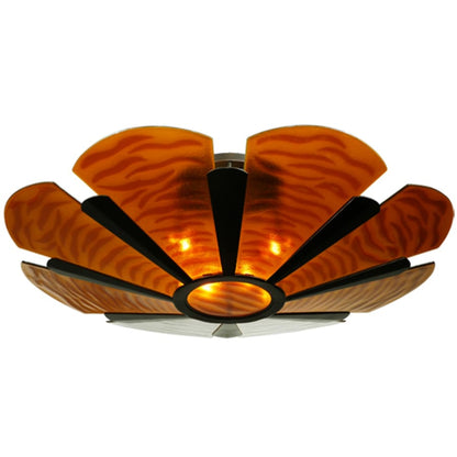 Meyda Tiffany Metro Fusion 4 Light 49" Wide Semi-Flush Bowl Ceiling Fixture with Fused Glass Shade - Mahogany Bronze Finish