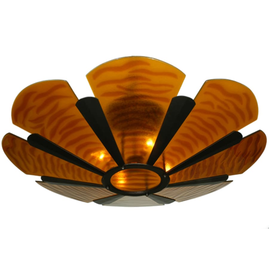 Meyda Tiffany Metro Fusion 4 Light 49" Wide Semi-Flush Bowl Ceiling Fixture with Fused Glass Shade - Mahogany Bronze Finish