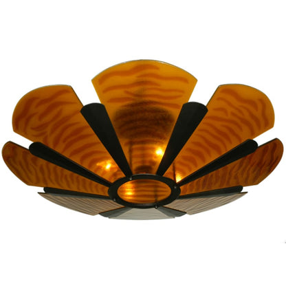 Meyda Tiffany Metro Fusion 4 Light 49" Wide Semi-Flush Bowl Ceiling Fixture with Fused Glass Shade - Mahogany Bronze Finish