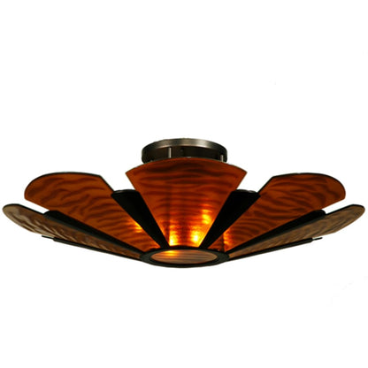Meyda Tiffany Metro Fusion 4 Light 49" Wide Semi-Flush Bowl Ceiling Fixture with Fused Glass Shade - Mahogany Bronze Finish