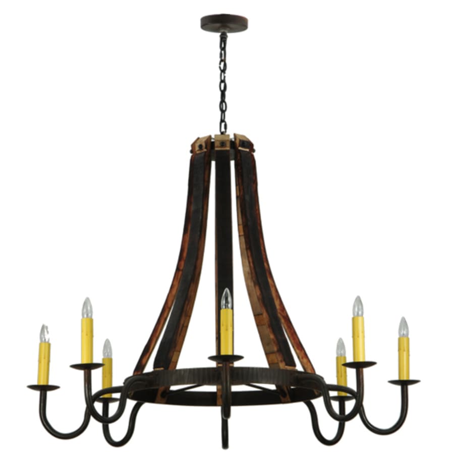Meyda Tiffany Barrel Stave Madera 8 Light 50" Wide Taper Candle Style Chandelier