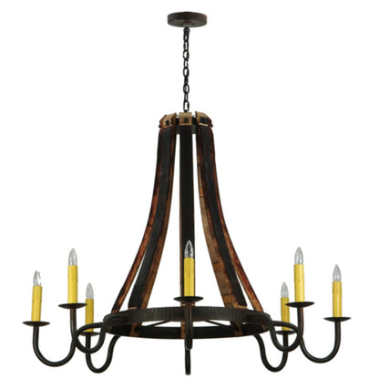 Meyda Tiffany Barrel Stave Madera 8 Light 50" Wide Taper Candle Style Chandelier