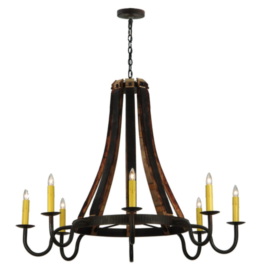 Meyda Tiffany Barrel Stave Madera 8 Light 50" Wide Taper Candle Style Chandelier