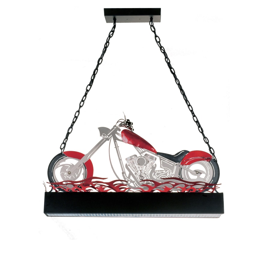 Meyda Tiffany Motorcycle 2 Light 38" Wide Billiard Chandelier with White Acrylic Shade