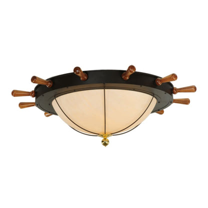 Meyda Tiffany Nautical 12 Light 74" Wide Flush Mount Bowl Ceiling Fixture - Oil Rubbed Bronze Finish