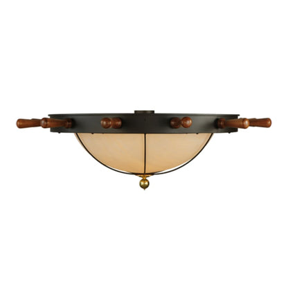 Meyda Tiffany Nautical 12 Light 74" Wide Flush Mount Bowl Ceiling Fixture - Oil Rubbed Bronze Finish