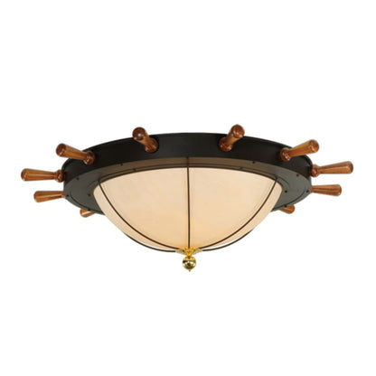 Meyda Tiffany Nautical 12 Light 74" Wide Flush Mount Bowl Ceiling Fixture - Oil Rubbed Bronze Finish
