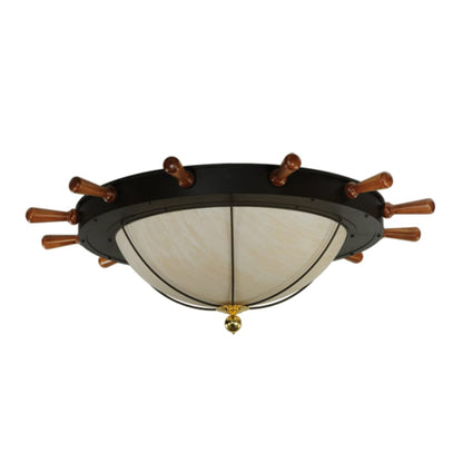 Meyda Tiffany Nautical 12 Light 74" Wide Flush Mount Bowl Ceiling Fixture - Oil Rubbed Bronze Finish