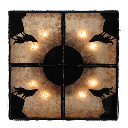 Meyda Tiffany Wolf on the Loose 8 Light 51" Wide Flush Mount Square Ceiling Fixture