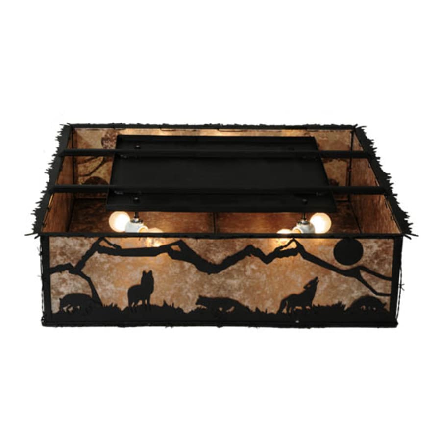 Meyda Tiffany Wolf on the Loose 8 Light 51" Wide Flush Mount Square Ceiling Fixture