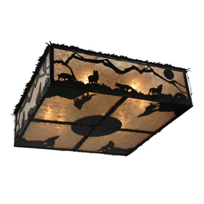 Meyda Tiffany Wolf on the Loose 8 Light 51" Wide Flush Mount Square Ceiling Fixture