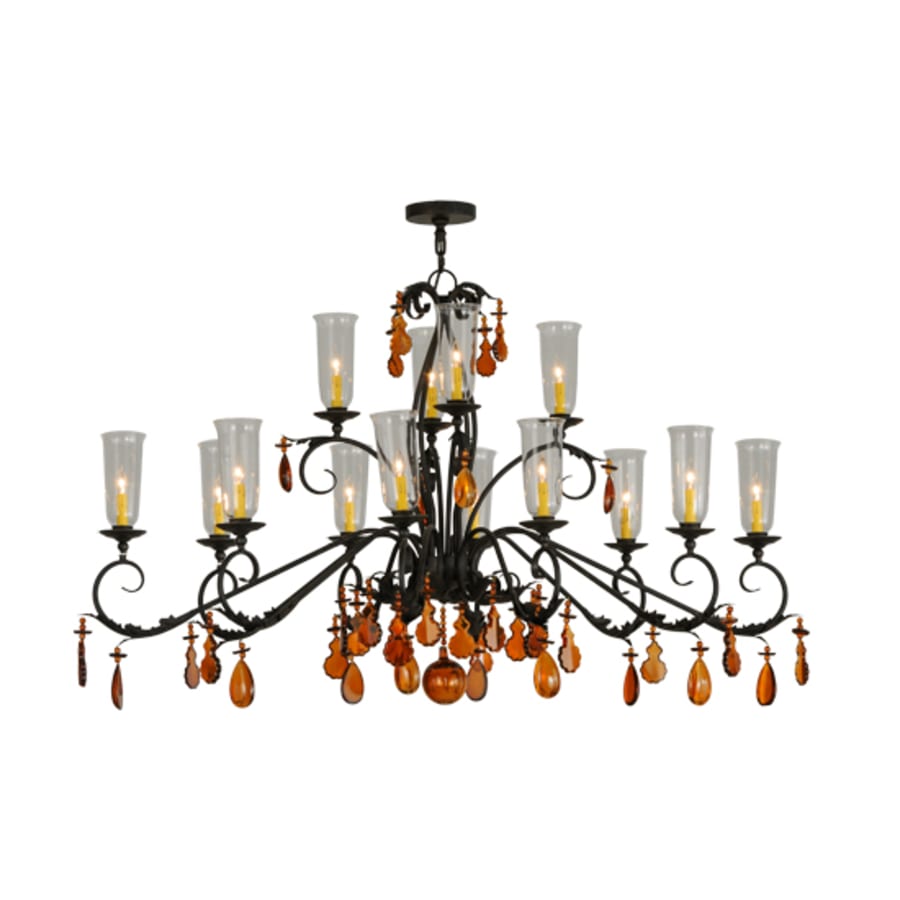 Meyda Tiffany Windsor 14 Light 38" Wide Crystal Candle Style Chandelier - Chestnut Finish