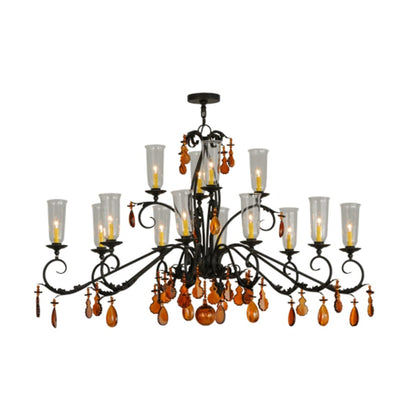 Meyda Tiffany Windsor 14 Light 38" Wide Crystal Candle Style Chandelier - Chestnut Finish