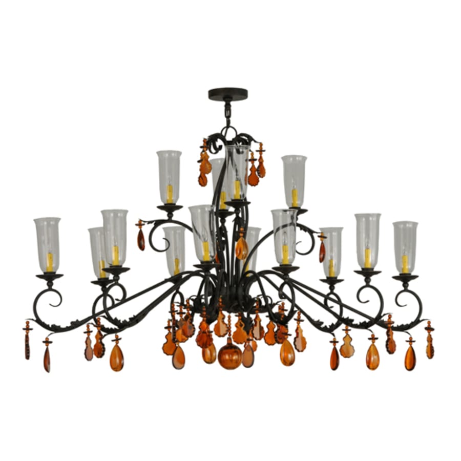 Meyda Tiffany Windsor 14 Light 38" Wide Crystal Candle Style Chandelier - Chestnut Finish