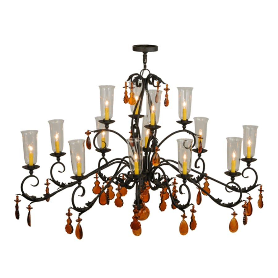 Meyda Tiffany Windsor 14 Light 38" Wide Crystal Candle Style Chandelier - Chestnut Finish