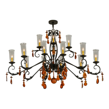 Meyda Tiffany Windsor 14 Light 38" Wide Crystal Candle Style Chandelier - Chestnut Finish