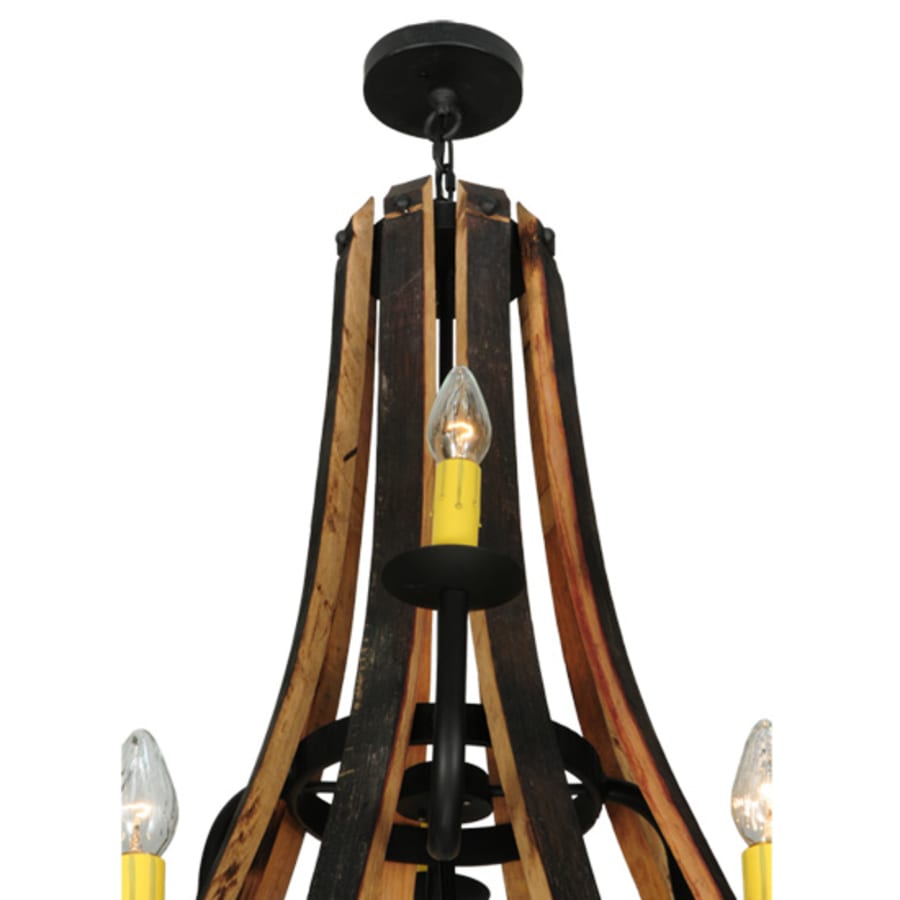 Meyda Tiffany Barrel Stave Madera 12 Light 44" Wide Wrought Iron Candle Style Chandelier