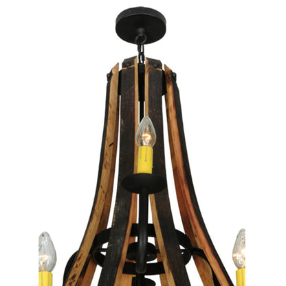 Meyda Tiffany Barrel Stave Madera 12 Light 44" Wide Wrought Iron Candle Style Chandelier
