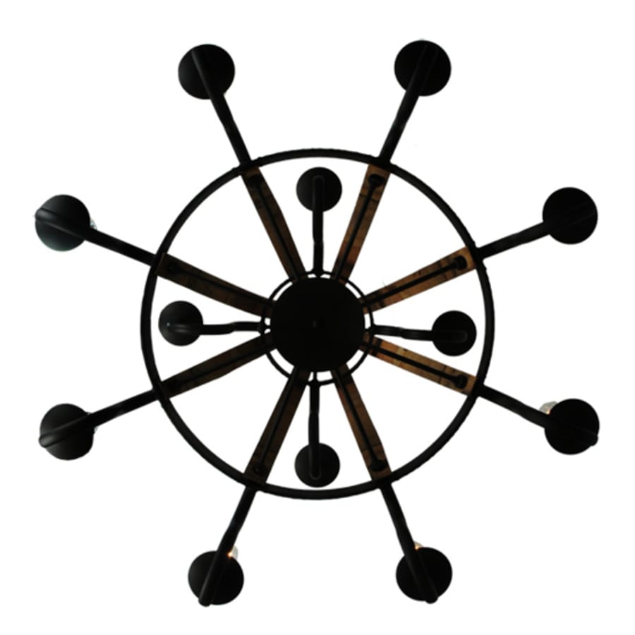Meyda Tiffany Barrel Stave Madera 12 Light 44" Wide Wrought Iron Candle Style Chandelier