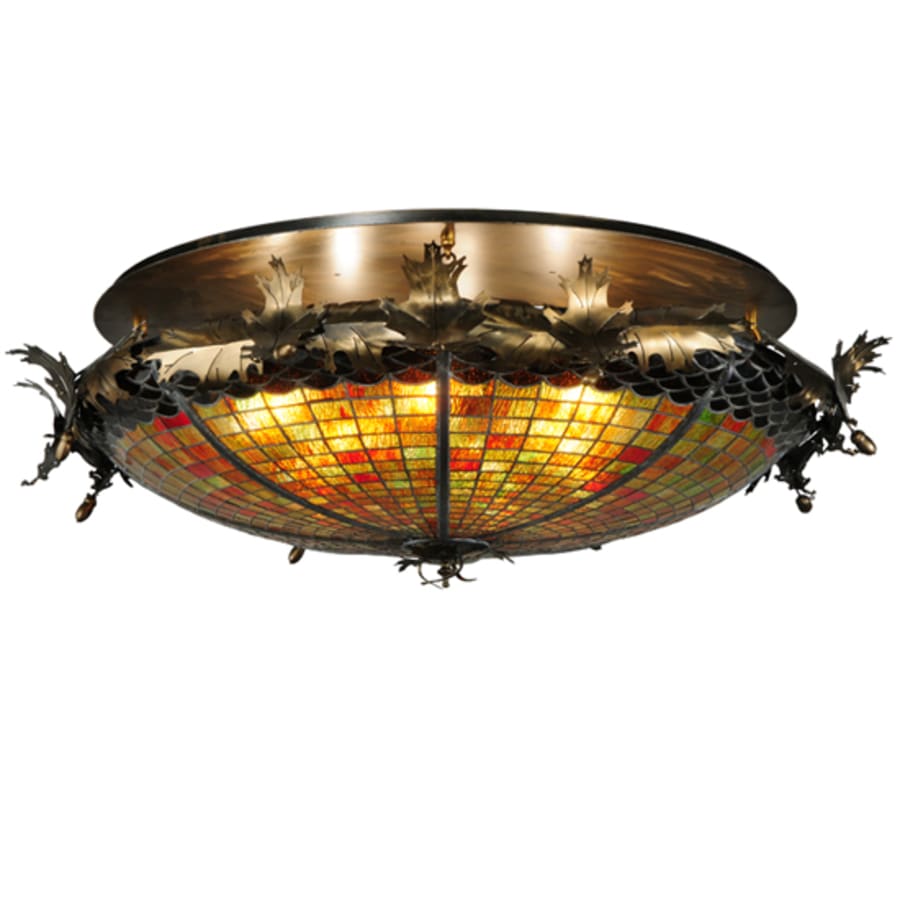 Meyda Tiffany Greenbriar Oak 6 Light 44" Wide Semi-Flush Bowl Ceiling Fixture