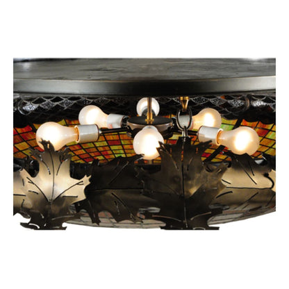 Meyda Tiffany Greenbriar Oak 6 Light 44" Wide Semi-Flush Bowl Ceiling Fixture