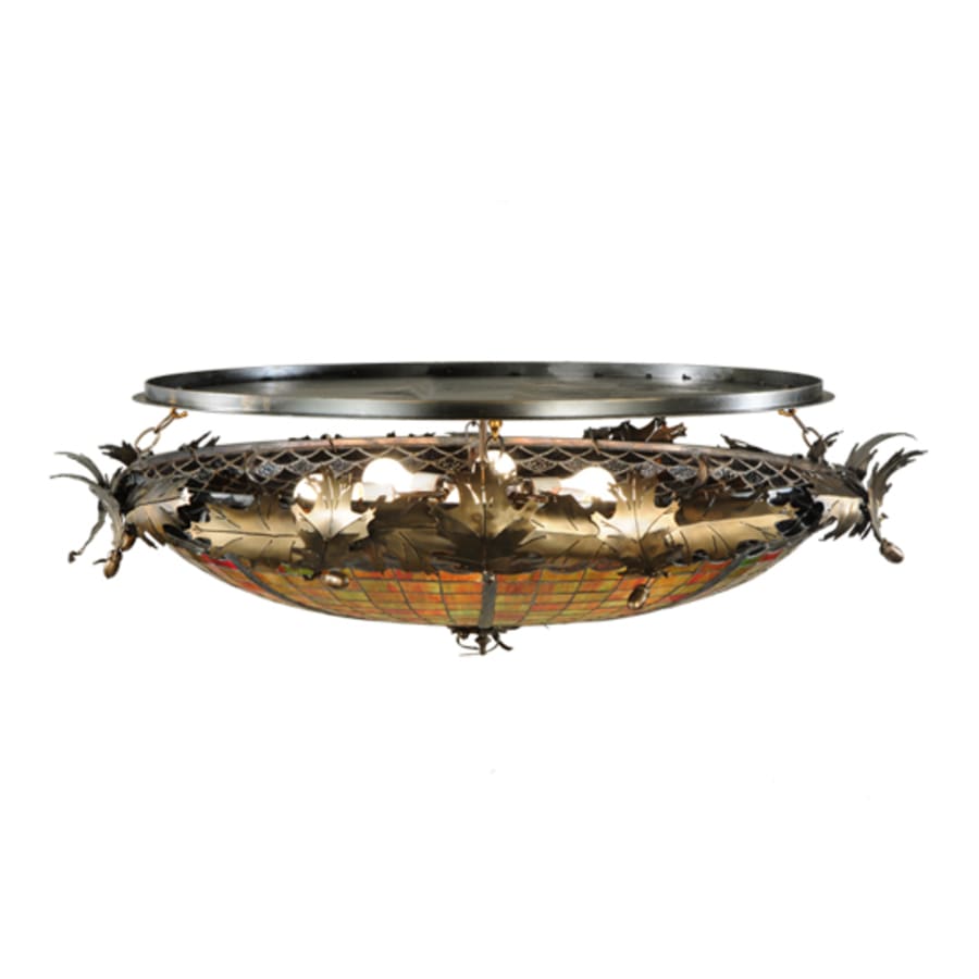 Meyda Tiffany Greenbriar Oak 6 Light 44" Wide Semi-Flush Bowl Ceiling Fixture