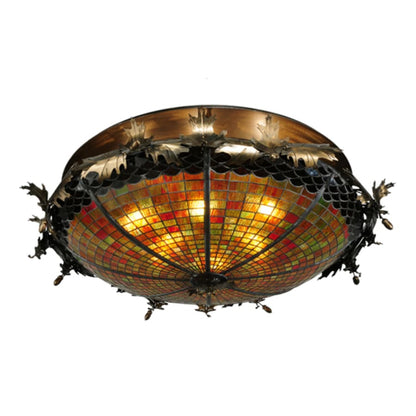 Meyda Tiffany Greenbriar Oak 6 Light 44" Wide Semi-Flush Bowl Ceiling Fixture