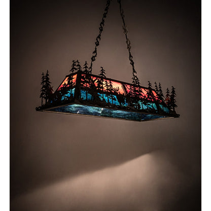 Meyda Tiffany Deer through the Trees 9 Light 50" Wide Linear Pendant