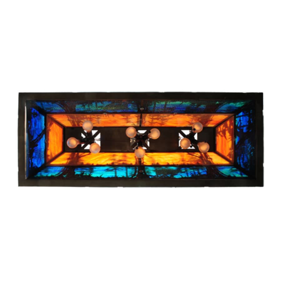 Meyda Tiffany Deer through the Trees 9 Light 50" Wide Linear Pendant