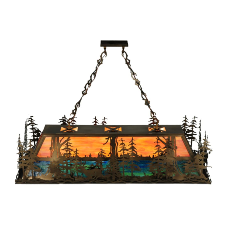 Meyda Tiffany Deer through the Trees 9 Light 50" Wide Linear Pendant