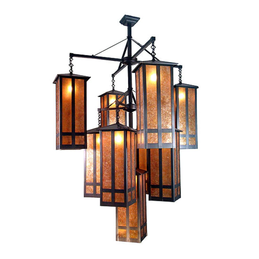 Meyda Tiffany Church Street 9 Light 47" Wide Chandelier with Brown Glass Shade