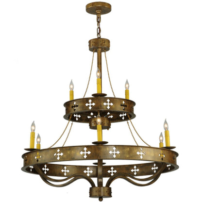 Meyda Tiffany Byzantine 9 Light 38" Wide Taper Candle Style Chandelier
