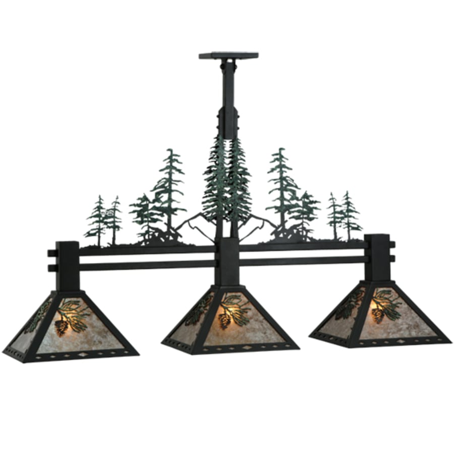 Meyda Tiffany Winter Pine 3 Light 45" Wide Linear Pendant