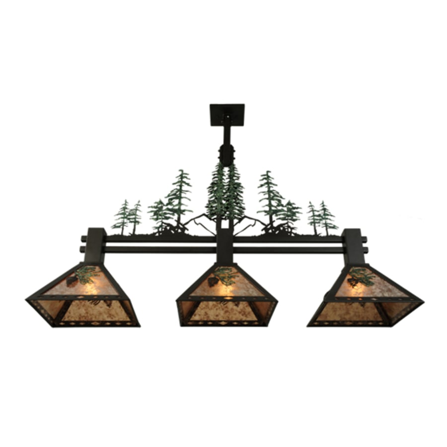 Meyda Tiffany Winter Pine 3 Light 45" Wide Linear Pendant