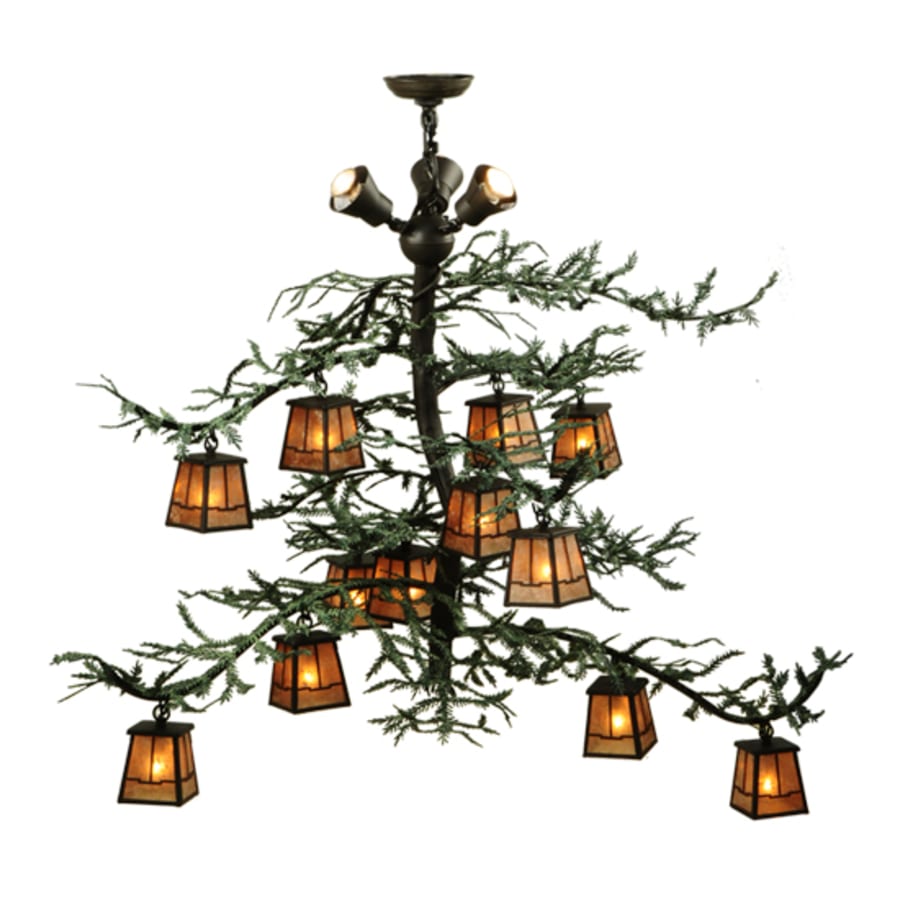 Meyda Tiffany Pine Branch Valley View 15 Light 48" Wide Chandelier - Wrought Iron Finish