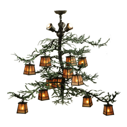 Meyda Tiffany Pine Branch Valley View 15 Light 48" Wide Chandelier - Wrought Iron Finish