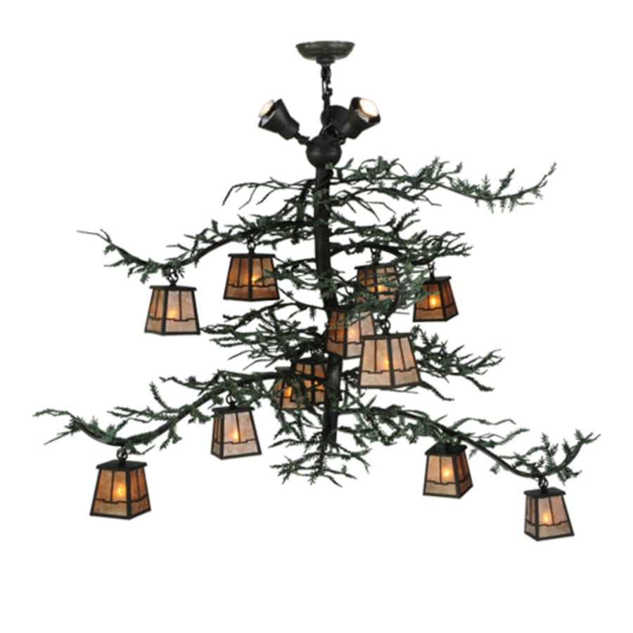 Meyda Tiffany Pine Branch Valley View 15 Light 48" Wide Chandelier - Wrought Iron Finish