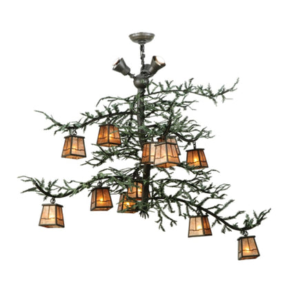 Meyda Tiffany Pine Branch Valley View 15 Light 48" Wide Chandelier - Wrought Iron Finish