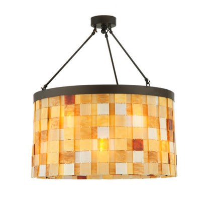 Meyda Tiffany Cilindro Calico 12 Light 27" Wide Semi-Flush Drum Ceiling Fixture