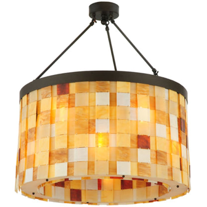 Meyda Tiffany Cilindro Calico 12 Light 27" Wide Semi-Flush Drum Ceiling Fixture
