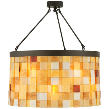 Meyda Tiffany Cilindro Calico 12 Light 27" Wide Semi-Flush Drum Ceiling Fixture