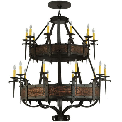 Meyda Tiffany Costello 20 Light 48" Wide Taper Candle Style Chandelier - Burnished Copper / Wrought Iron Finish