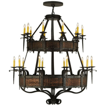 Meyda Tiffany Costello 20 Light 48" Wide Taper Candle Style Chandelier - Burnished Copper / Wrought Iron Finish
