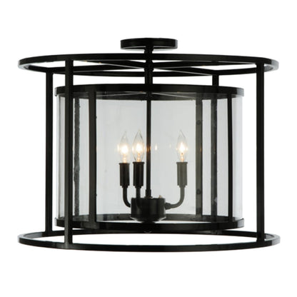 Meyda Tiffany Kitzi Cilindro 3 Light 22" Wide Semi-Flush Drum Ceiling Fixture