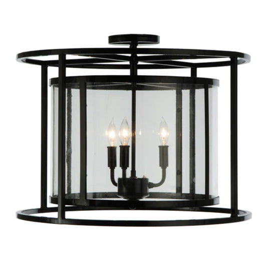 Meyda Tiffany Kitzi Cilindro 3 Light 22" Wide Semi-Flush Drum Ceiling Fixture