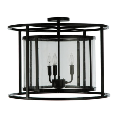Meyda Tiffany Kitzi Cilindro 3 Light 22" Wide Semi-Flush Drum Ceiling Fixture