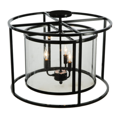 Meyda Tiffany Kitzi Cilindro 3 Light 22" Wide Semi-Flush Drum Ceiling Fixture