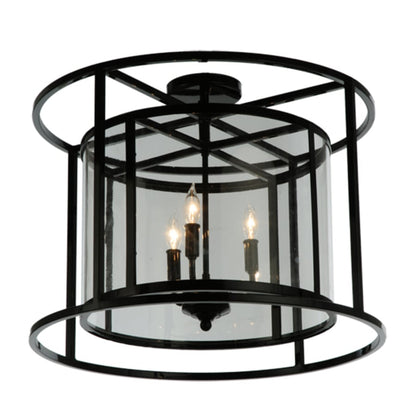 Meyda Tiffany Kitzi Cilindro 3 Light 22" Wide Semi-Flush Drum Ceiling Fixture