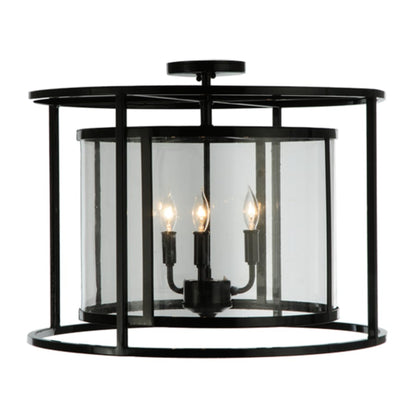 Meyda Tiffany Kitzi Cilindro 3 Light 22" Wide Semi-Flush Drum Ceiling Fixture