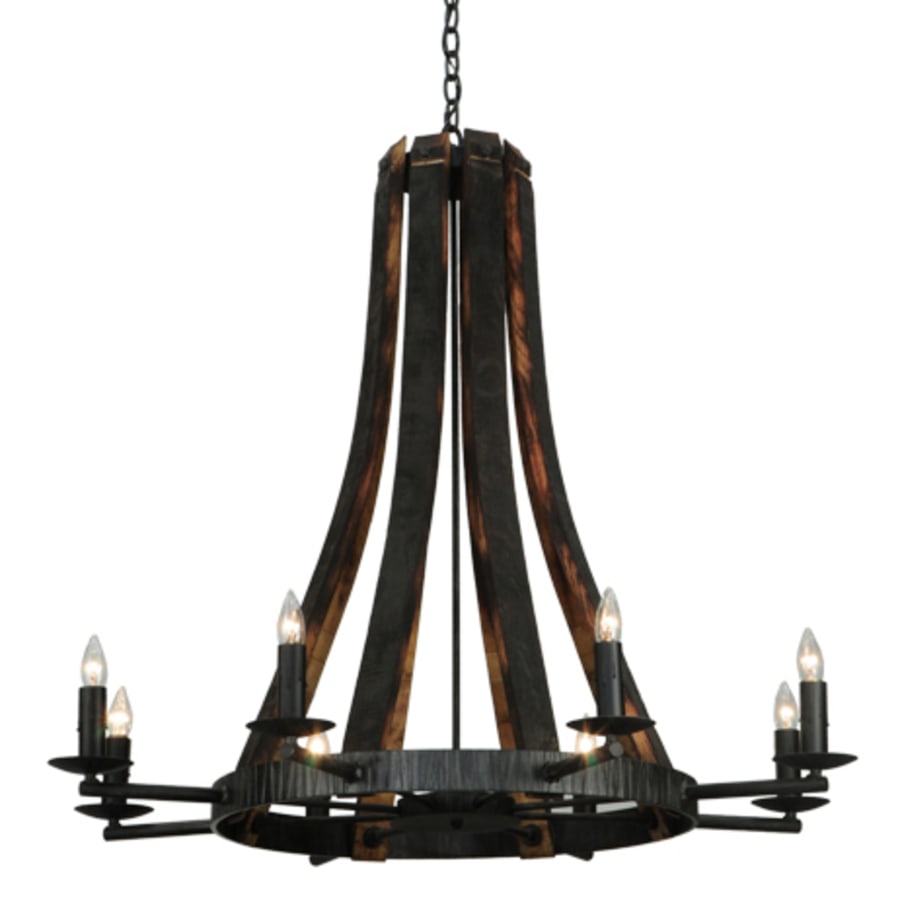Meyda Tiffany Barrel Stave Madera 8 Light 42" Wide Taper Candle Style Chandelier - Natural Wood Finish